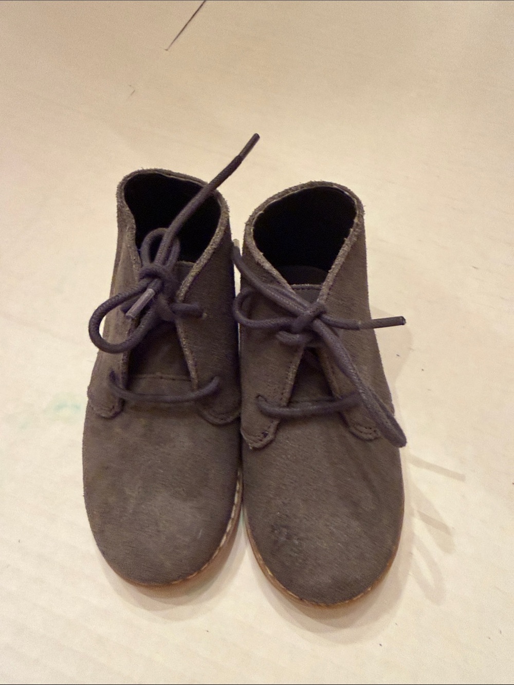 Janie and Jack Toddler Boys Charcoal Suede Lace-Up Kids Boots size 8 VGUC